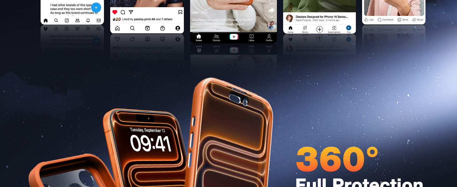 Text reads '360°'. Product demonstration showing rotating or panoramic view feature with digital interface elements in blue and orange lighting.