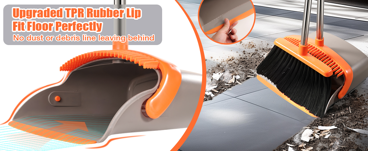 upgraded TPR rubber lip fit floor perfectly, no dust or debries leaving behind