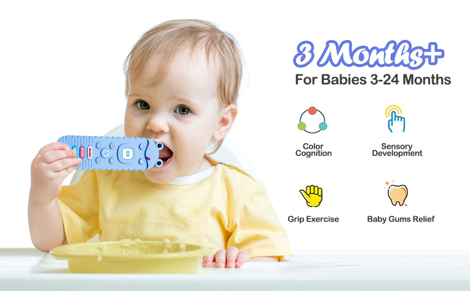 2Pack Silicone Baby Teething Toys, TV Remote Teethers for 36 Months, Baby Toys