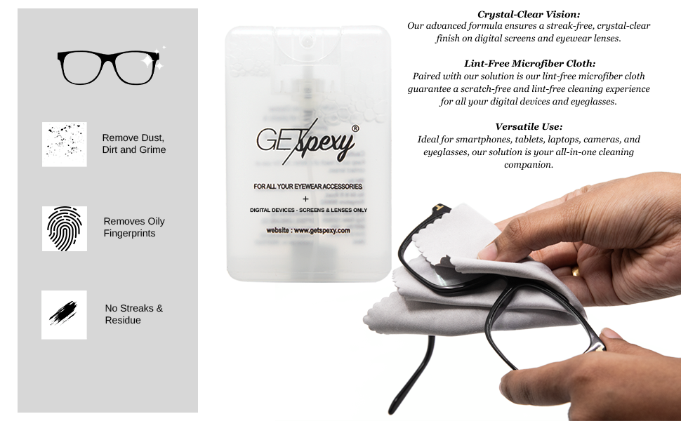 Getspexy Pocket Friendly Lens Cleaning Solution Spray For Eyeglasses