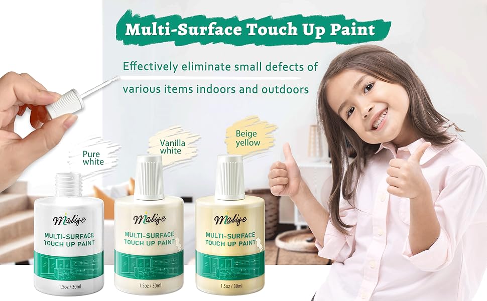 MultiSurface Touch Up Paint, Waterproof and Quick Drying, Brush in