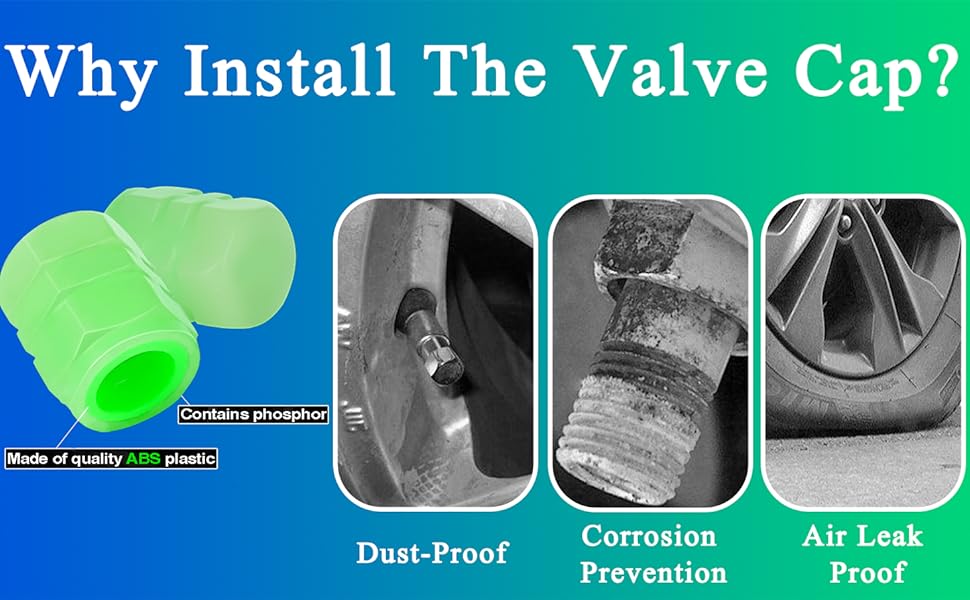 Glow-in-the-dark valve stem covers