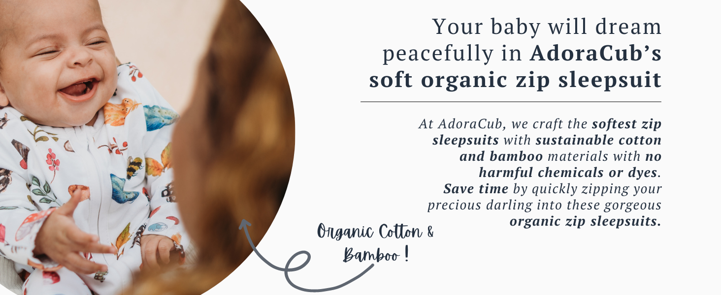 Sleepsuit, baby clothes, organic clothes, organic cotton, zip sleepsuit, baby grow, romper, organic