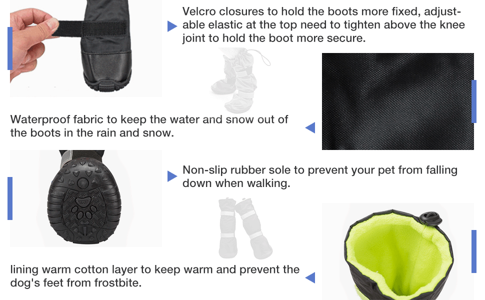 NAMSAN LongLegged Dog Boots Outdoor Knee High Waterproof AntiSlip Boots with