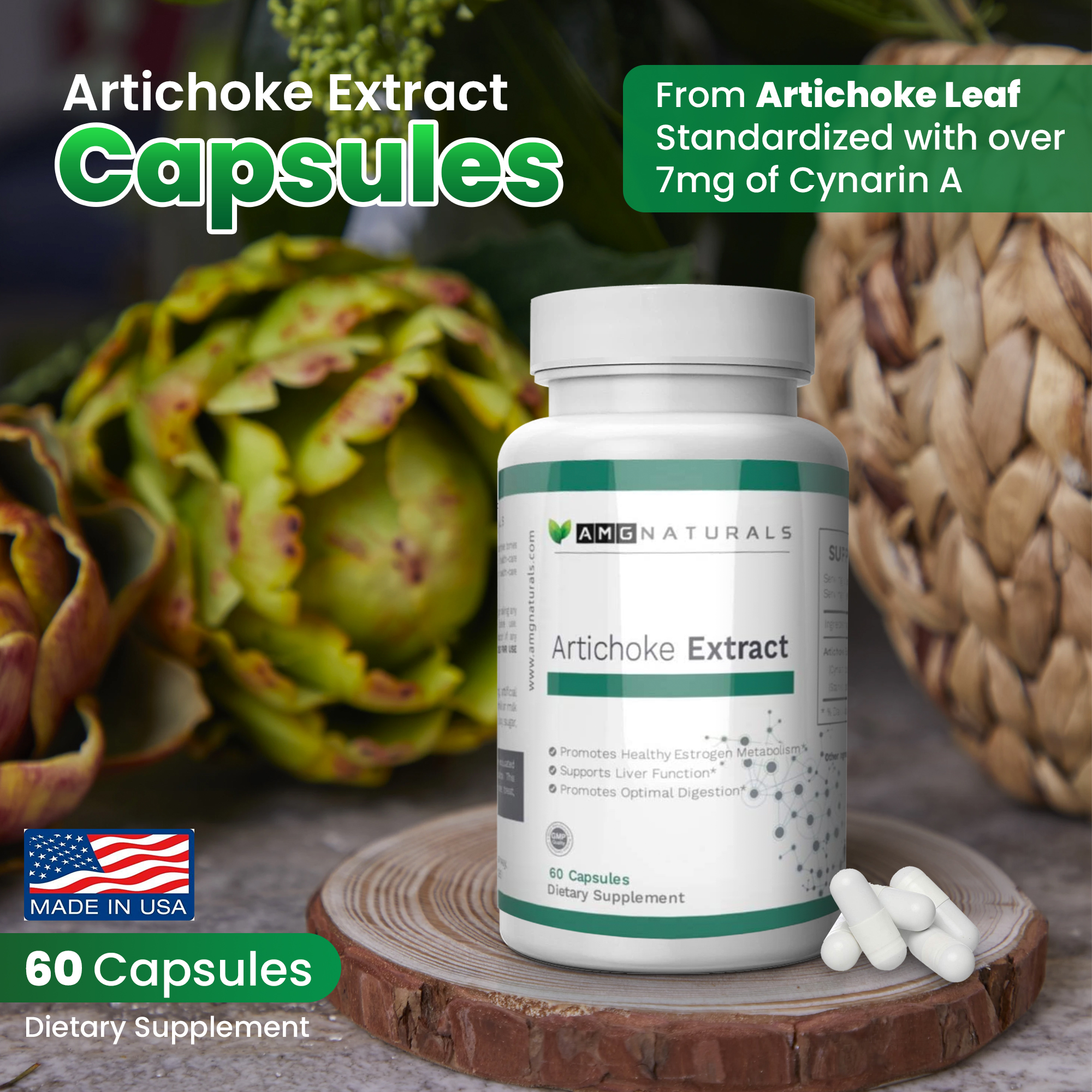 Cápsulas Extraídas de Alcachofras 7 mg Folha de Alcachofras Ervas Cynarin Supplement Supplement for Bile Flow, Digestion & Estrogen Metabolismo Vegan, Gluten Free Formula 60 Cápsulas