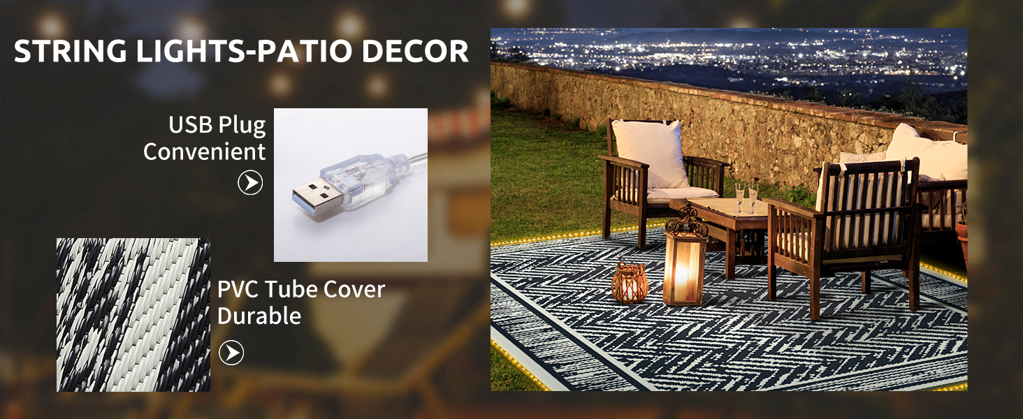 Outdoor Rug Carpet Waterproof Patio Rug Mat Indoor Outdoor Area Rug Reversible Plastic Straw Rug