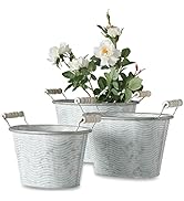 WHW Whole House Worlds 3 Piece Oval Nesting Planter Set, Corrugated Wave Pattern, White Washed, G...