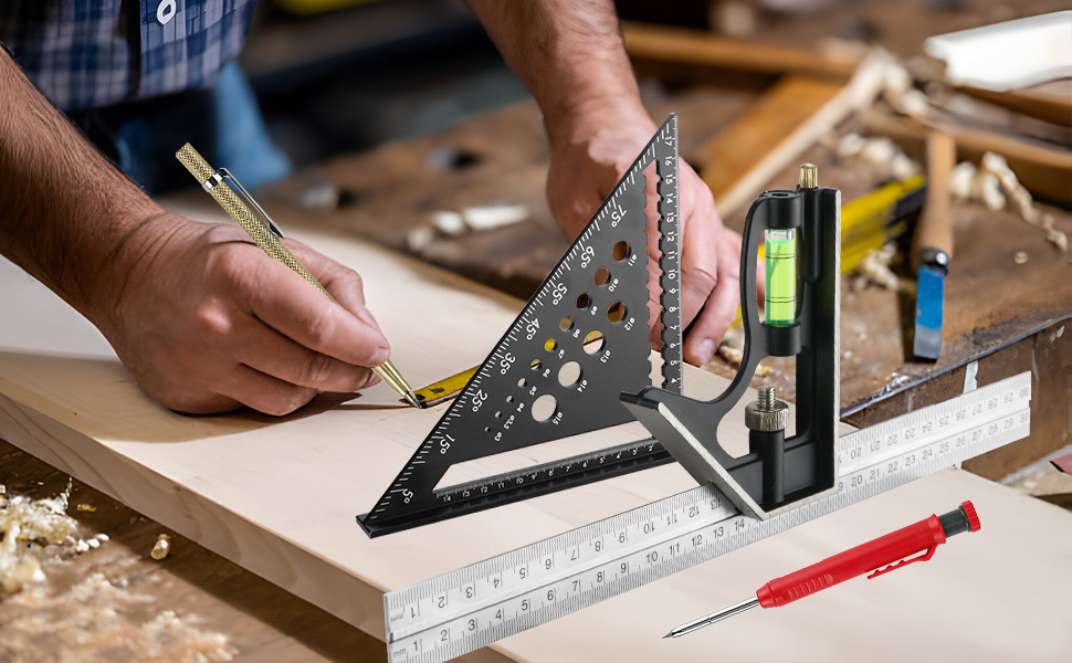 Carpenter Square Set, Set Square Tool incl 12inch/300mm Combination