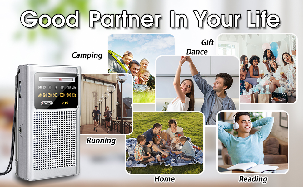 Greadio AM/FM Radio,Battery Operated Transistor Portable Radio with