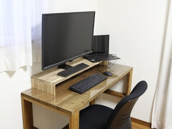 Amazon.co.jp: WOODPRO アカシア モニター台 デスクシェルフ 幅92cm 高