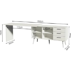  Escrivaninha Mesa de Escritório de Canto 3 Gavetas Branca Lisboa Madesa 