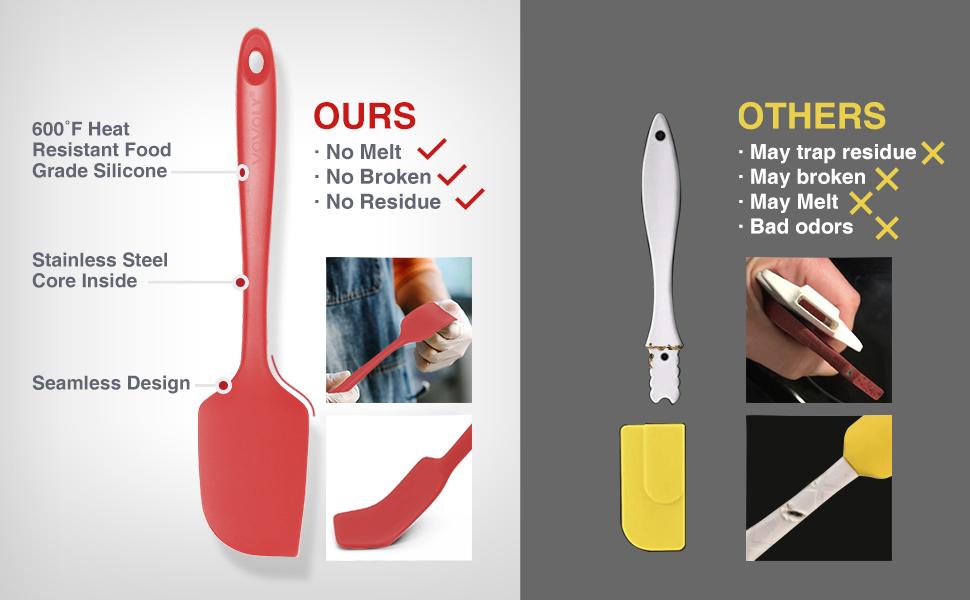 3 Pack Large Silicone Spatula for Kitchen,600°F Heat