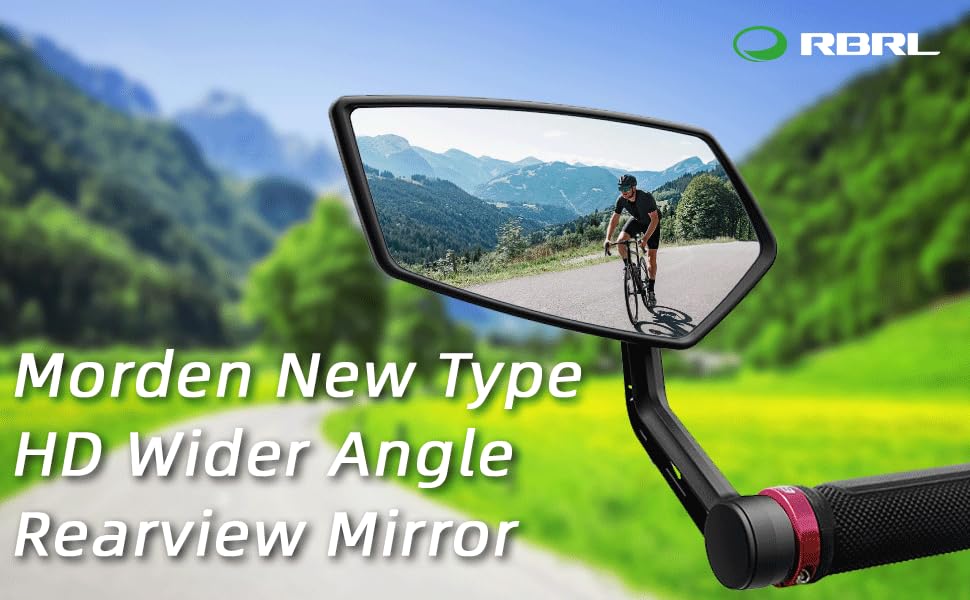 RBRL Bike Mirror Rotatable HD Safety Convex Bar End Bike Mirror, Scratch Resistant Wide Angle