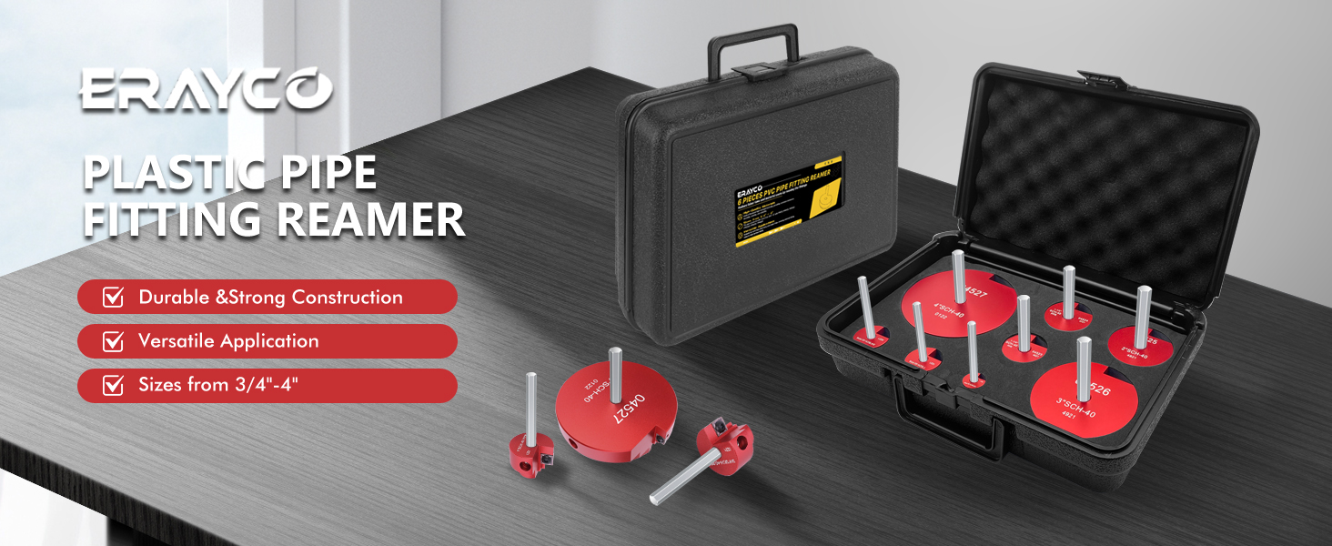 Erayco 8Pcs PVC Pipe Reamer Kit with 1/2 inch,3/4inch