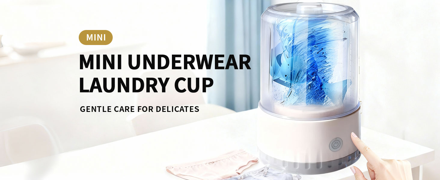 Underwear Washing Machine, BPA-free Portable Mini Washer for Socks, Baby Clothes, Cordless Small Laundry Cup for Travel, Dorm, Apartment, RV, Camp, Kids (Vanilla Off-White) 16 smart wave portable washer