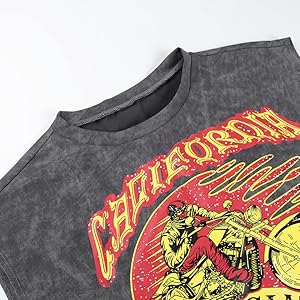 Tank Top for Women Sleeveless Crop Tops Crew Neck California Printing Graphic Cropped Tank Top Shirt