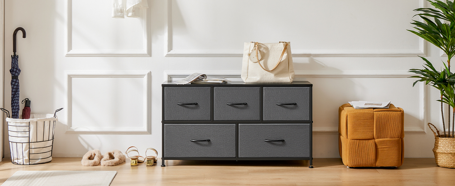 DUMOS Dresser for Bedroom, 5 Storage Drawers,
