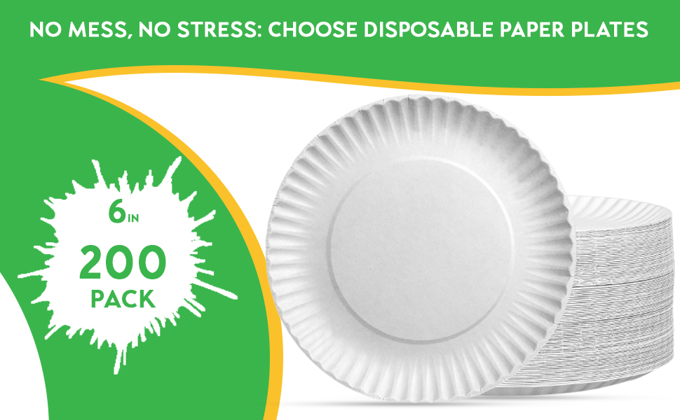 Concession Essentials 6" Paper Plates Uncoated, Disposable
