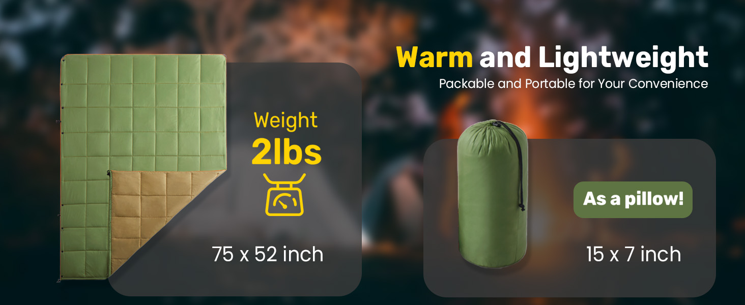 Outdoor Waterproof Puffy Down Camping Blanket