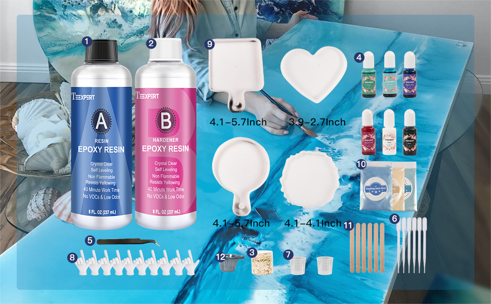 Teexpert Epoxy Resin Starter Kit for Beginners, 474ml Crystal Clear