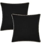 decorUhome Decorative Outdoor Throw Pillow Covers 18x18 Set of 2, Square Linen Farmhouse Pillow C...