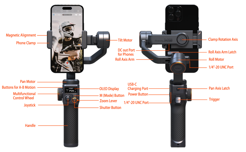 hohem ジンバル Hohem iSteady M6 Smartphone Gimbal with Magnetic Fill Light