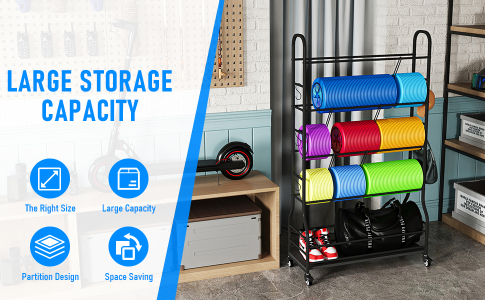 YAGEANNL 5 Tier Disc Golf Storage Rack with Wheels, 30 IN