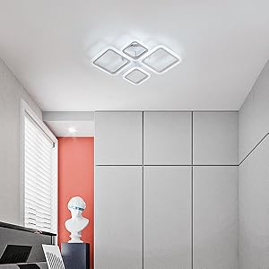 Plafoniera A LED, Lampada Da Soffitto In Acrilico Da 48 W, Lampadario A Soffitto Quadrato Moderno Di Diametro 70 Cm Per Soggiorno E Camera Da Letto Cucina (bianco Iteddo 6500 K) 15 4