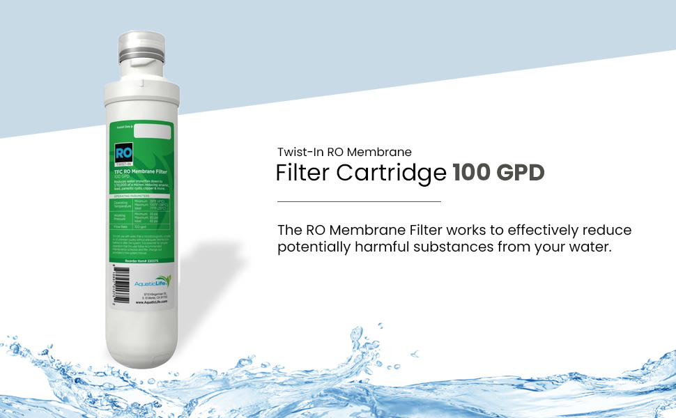 AQUATICLIFE Twist-in 100 GPD TFC RO Membrane Filter Replacement Cartridge