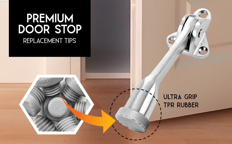 Kick Down Door Stop Ultra Grip Rubber Replacement Tip 10