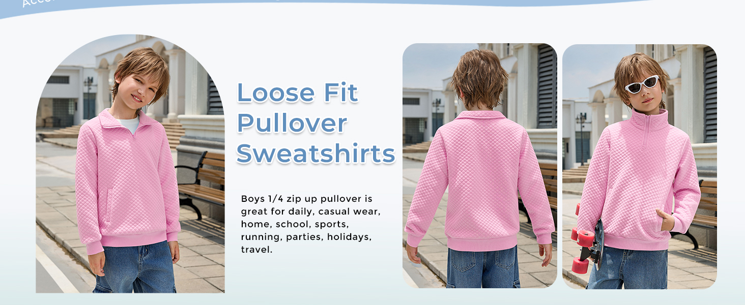 Quarter Zip Pullover Quilted Sweatshirt Knit Long Sleeve Mock Neck Sweater Polo with Pocket