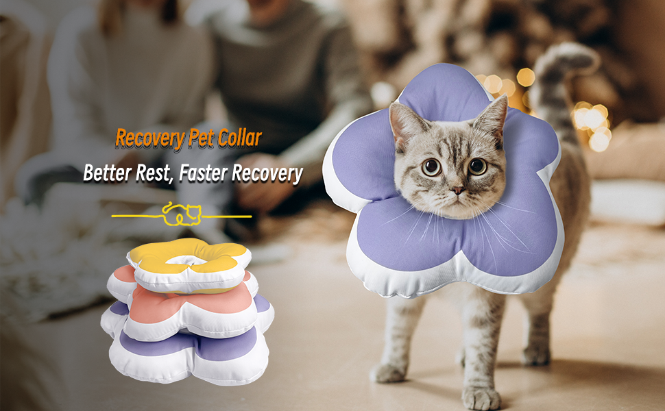 KUDES Cat Cone Collar,Cute Flower Waterproof Elizabethan e