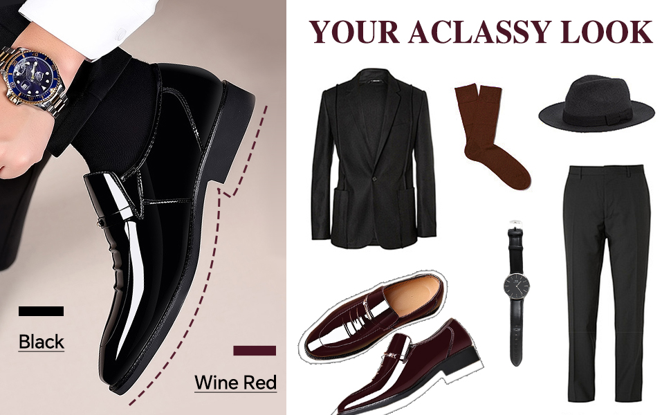 EDITCOZY Mens Dress Slip On Loafer Shoes Driving Leather Lined Oxfords Wedding Guest Moccasin Formal Business Work Shoes 12 Formal