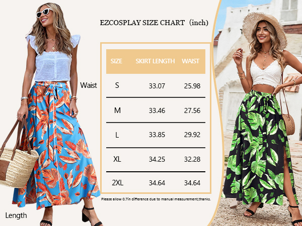 Amazon.com: Ezcosplay Women Maxi Hawaiian Floral Slit Skirt