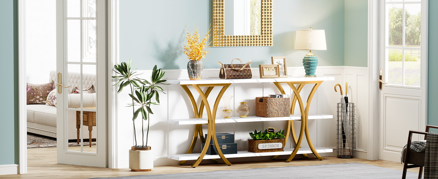 Tribesigns 70.8 Inch Gold Console Table, Long Sofa Table