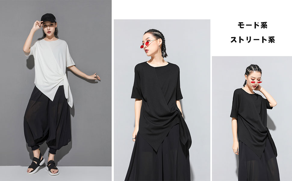 黒　リボン　裾切りっぱなし　半袖シャツ Amazon | [モリノー] tシャツ レディース メンズ 半袖 無地