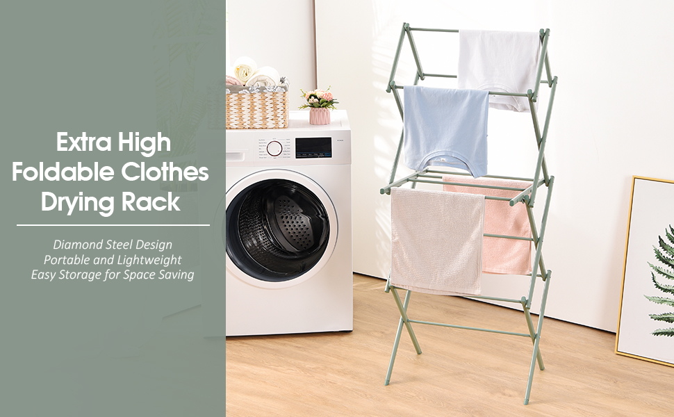TOOLF Clothes Drying Rack, Foldable Laundry Drying Rack, 3
