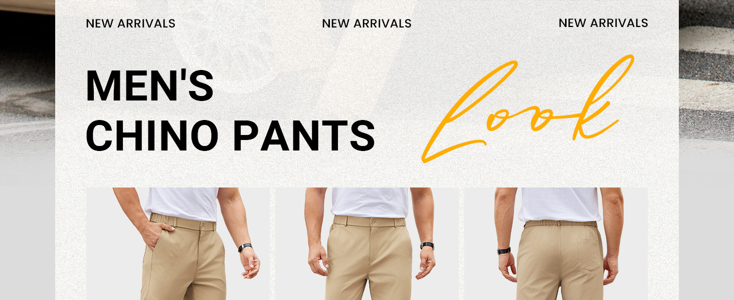 COOFANDY Mens Casual Chinos Pants Classic Fit Golf Pants Expandable Waist Straight Dress Trousers