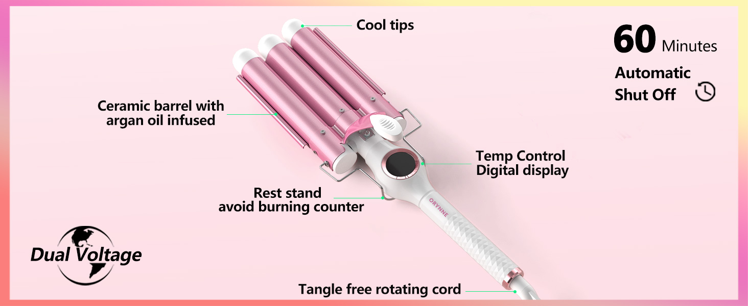 ORYNNE Hair Waver 3 Barrel Curling Iron for Beach Waves