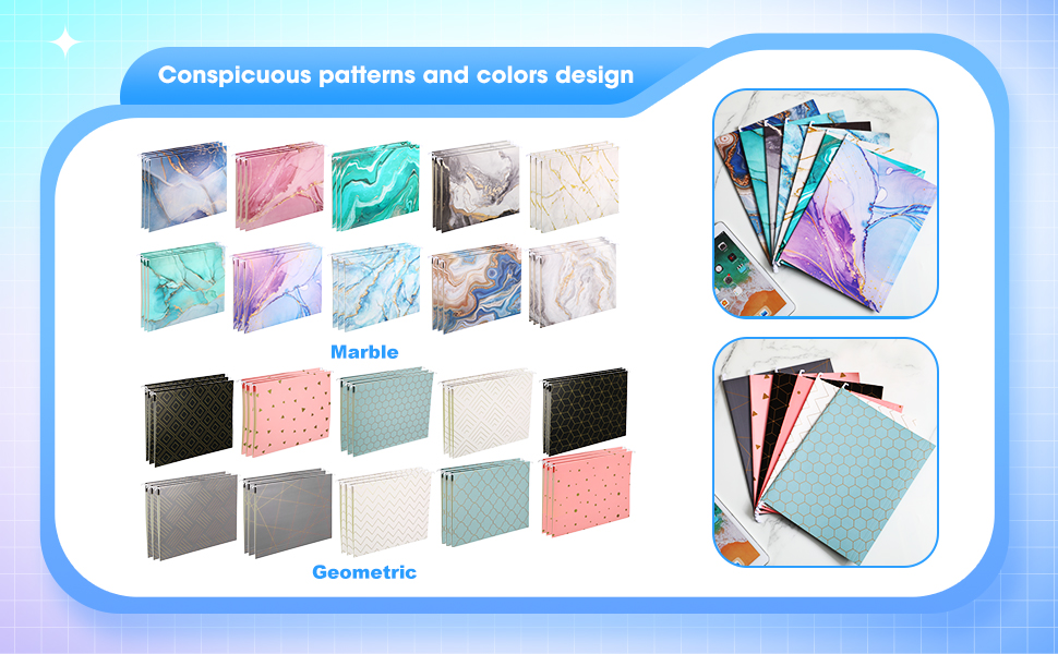 30 Pcs Geometric Hanging File Folders, Including