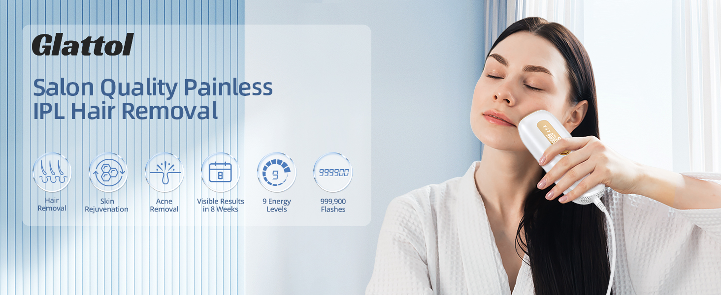 Glattol IPL Hair Removal Devices with 999,900 Light Pulses, 3in1 IPL