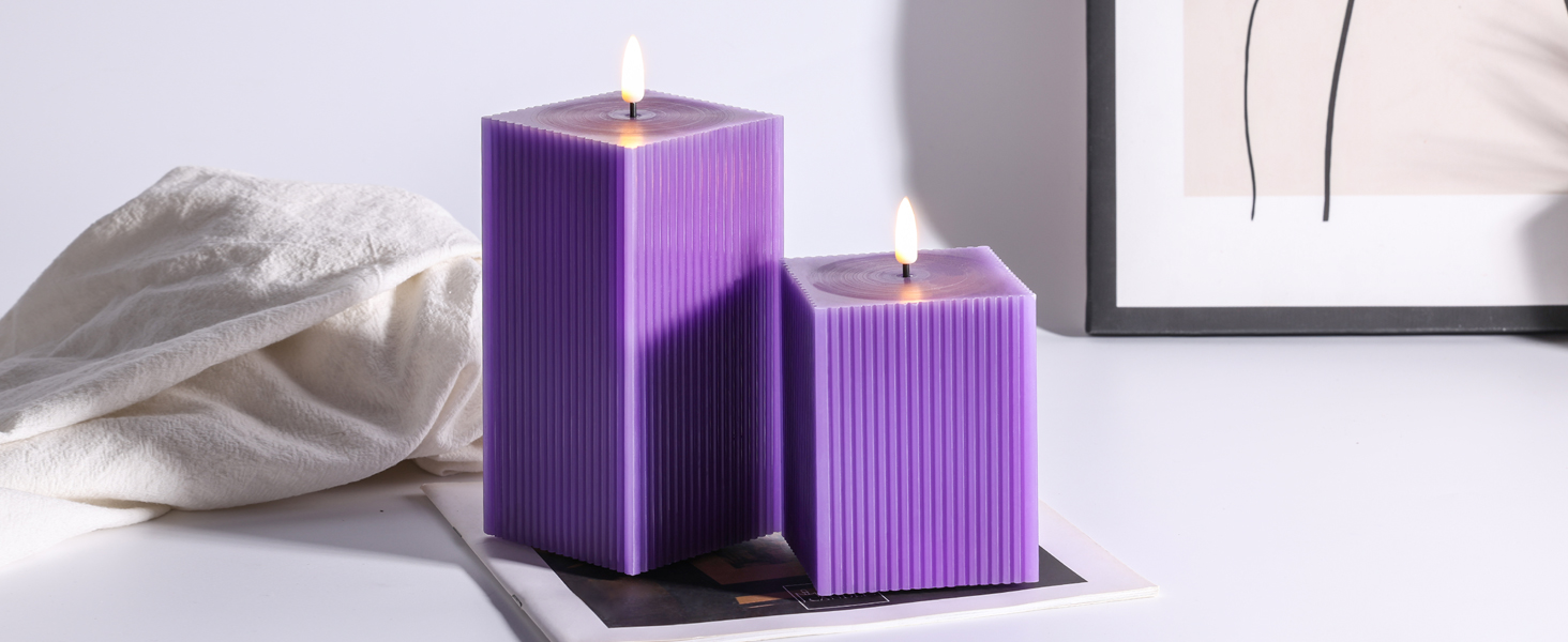 purple square led candles