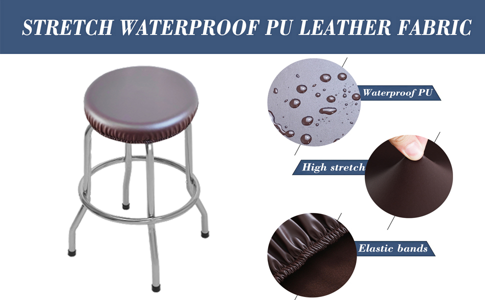 Stool Covers Round,4 Pack Stretch Waterproof PU Round Bar