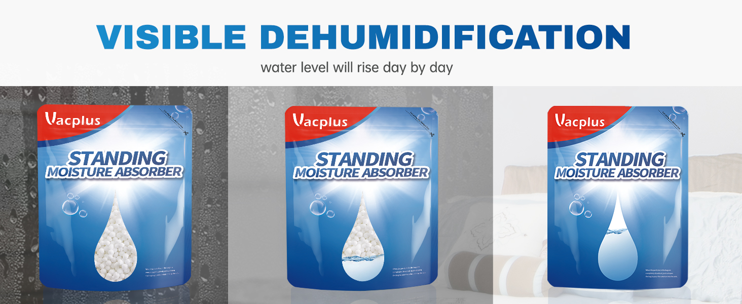 Vacplus Moisture Absorbers 12 Pack, Standing Humidity Packs for Narrow Flat