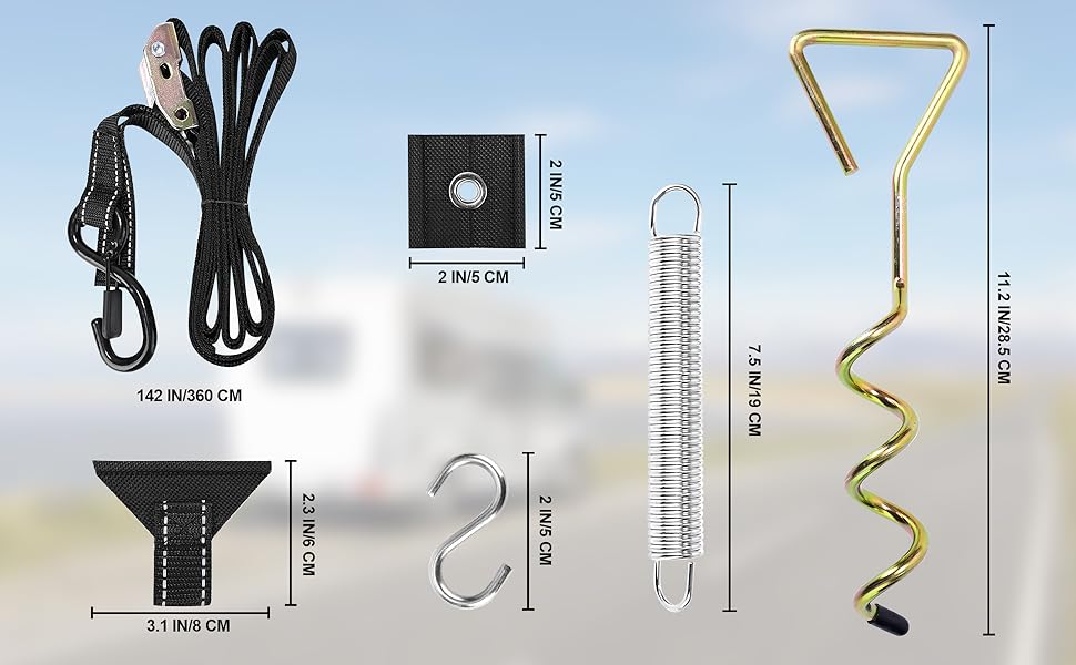 PHATRIP Awning Storm Strap Tie Down Kit，Awning Tie Down Set For Caravan