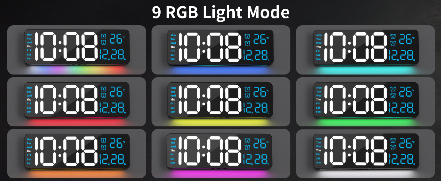 Digital Wall Clock with Remote Control, 16.2" Wall Clock