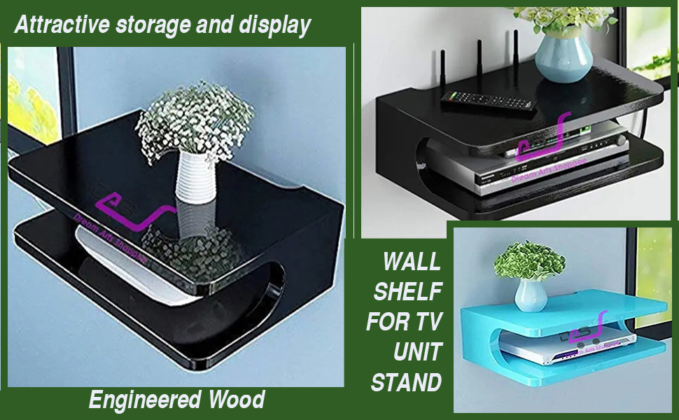 Dream Arts Shoppee Engineered Wood Set Top Box Stand TV Unit Wall Shelf