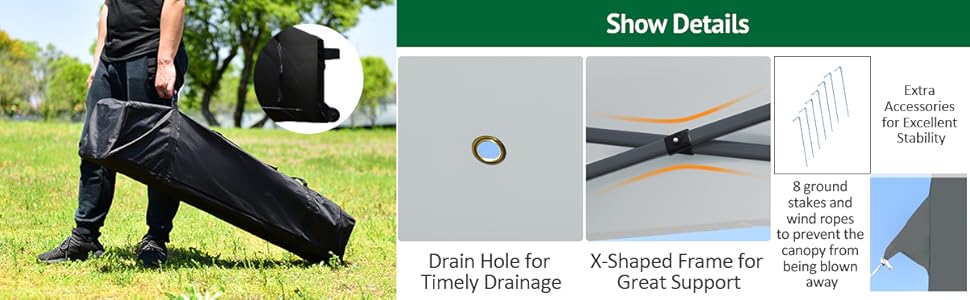 COSTWAY 2.5x2.5M Pop Up Gazebo, 3-Position Height Adjustable Commercial Instant Canopy Tent With Roller Bag And 4 Sandbags, Garden Patio Sun Shelter For Camping Barbecue Party (Blue) 14 e