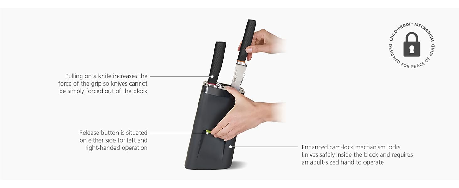 Joseph Joseph LockBlock, SelfLocking Knife Block with 6 Stainless