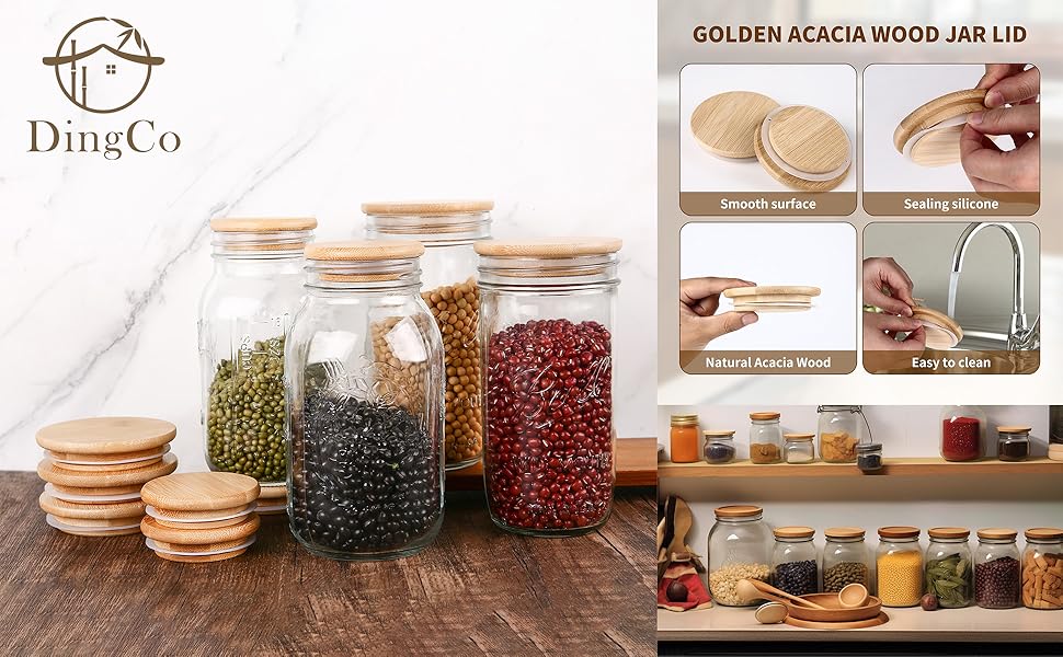 Mason Jar Lids Reusable canning lids Bamboo mason jar